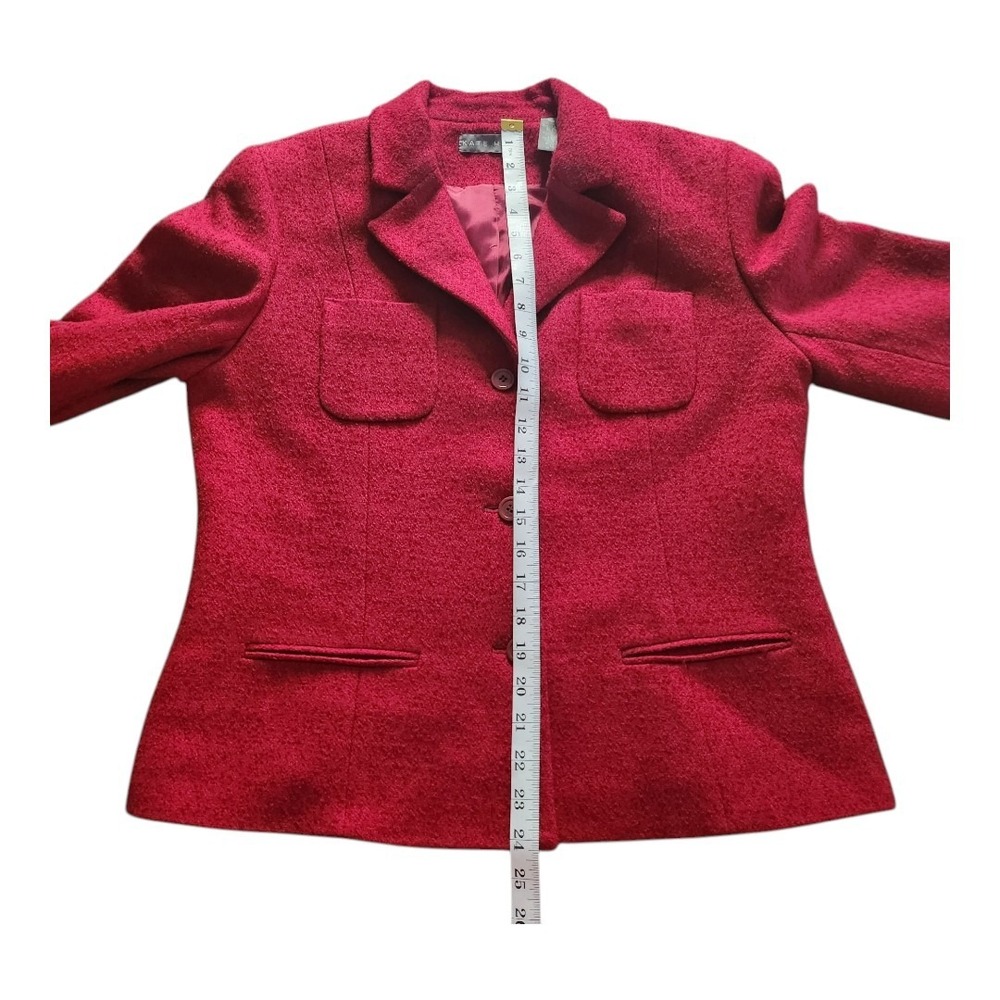 Wool Blend Blazer Kate‎ Hill Size 12 Red Career Classic Vintage Style Pockets - Picture 5 of 10